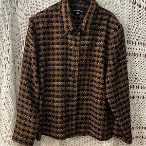 Briggs New York 2X beautiful brown and black lined button up blazer